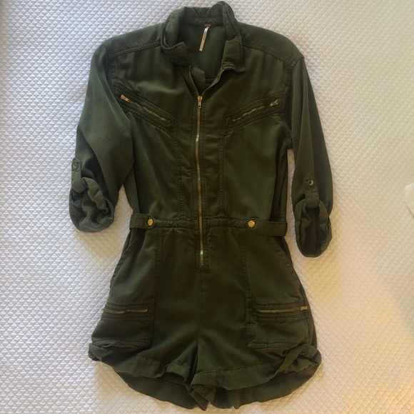 Free People Isla utility Olive Green Jumpsuit - Picture 2 of 4